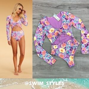☀️BILLABONG☀️The Salty Blonde Halleys Garden Floral Print Long Sleeve One-Piece